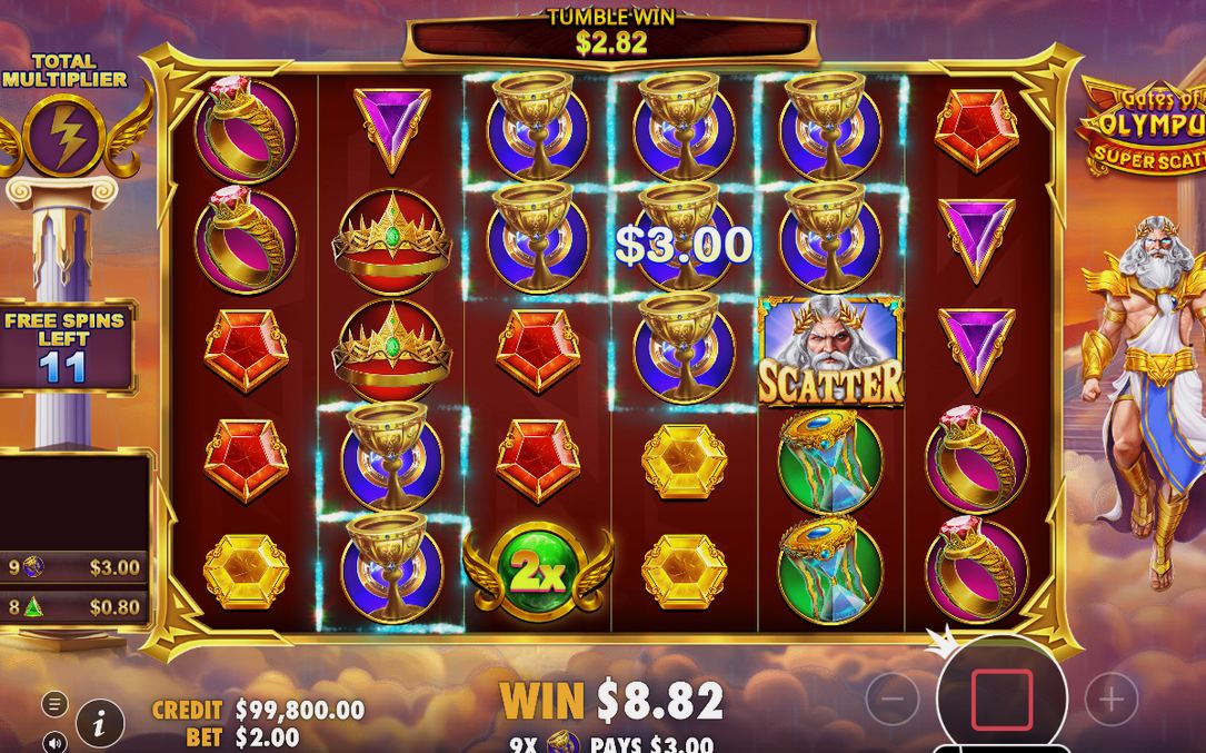 Omstart av bonusen: minst tre SCATTER ger fem extra spins
